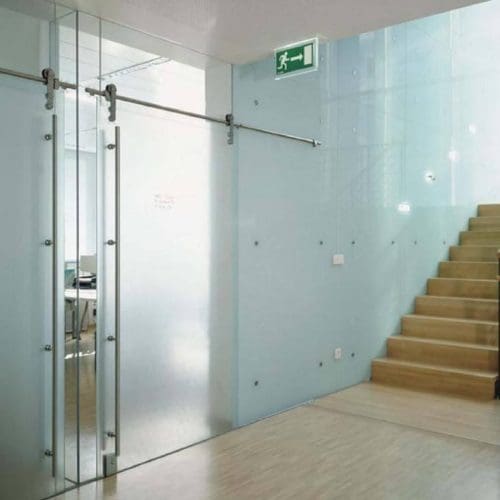 Frosted Sliding Interior Door | Glass Wall Systems Gallery | Interior Glass Products | Anchor-Ventana Glass
